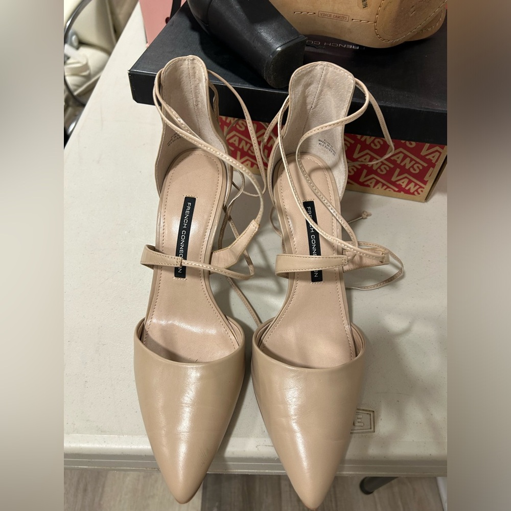 French connection Beige leather strappy heel